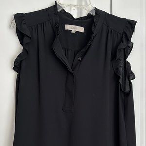 Loft Split Neck Blouse - Black